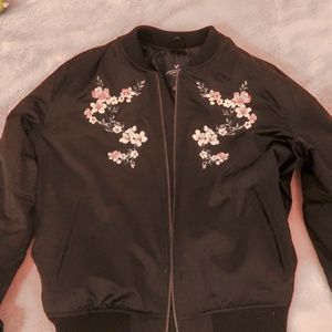 Black flower embroidered American Eagle coat